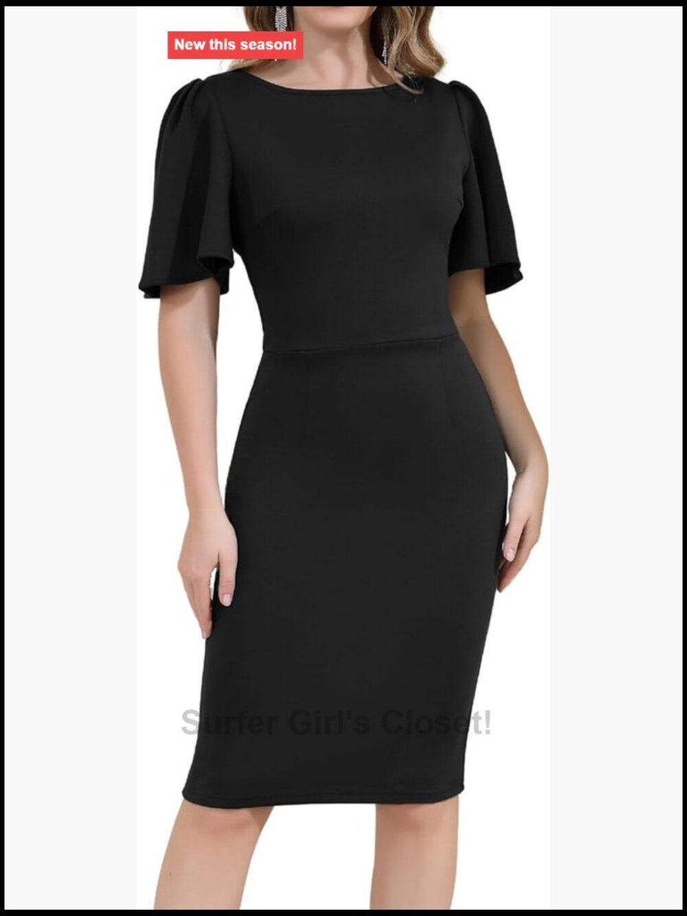 Women's Sheath Midi Dress Short Sleeve Ruffle Elegant Cocktail